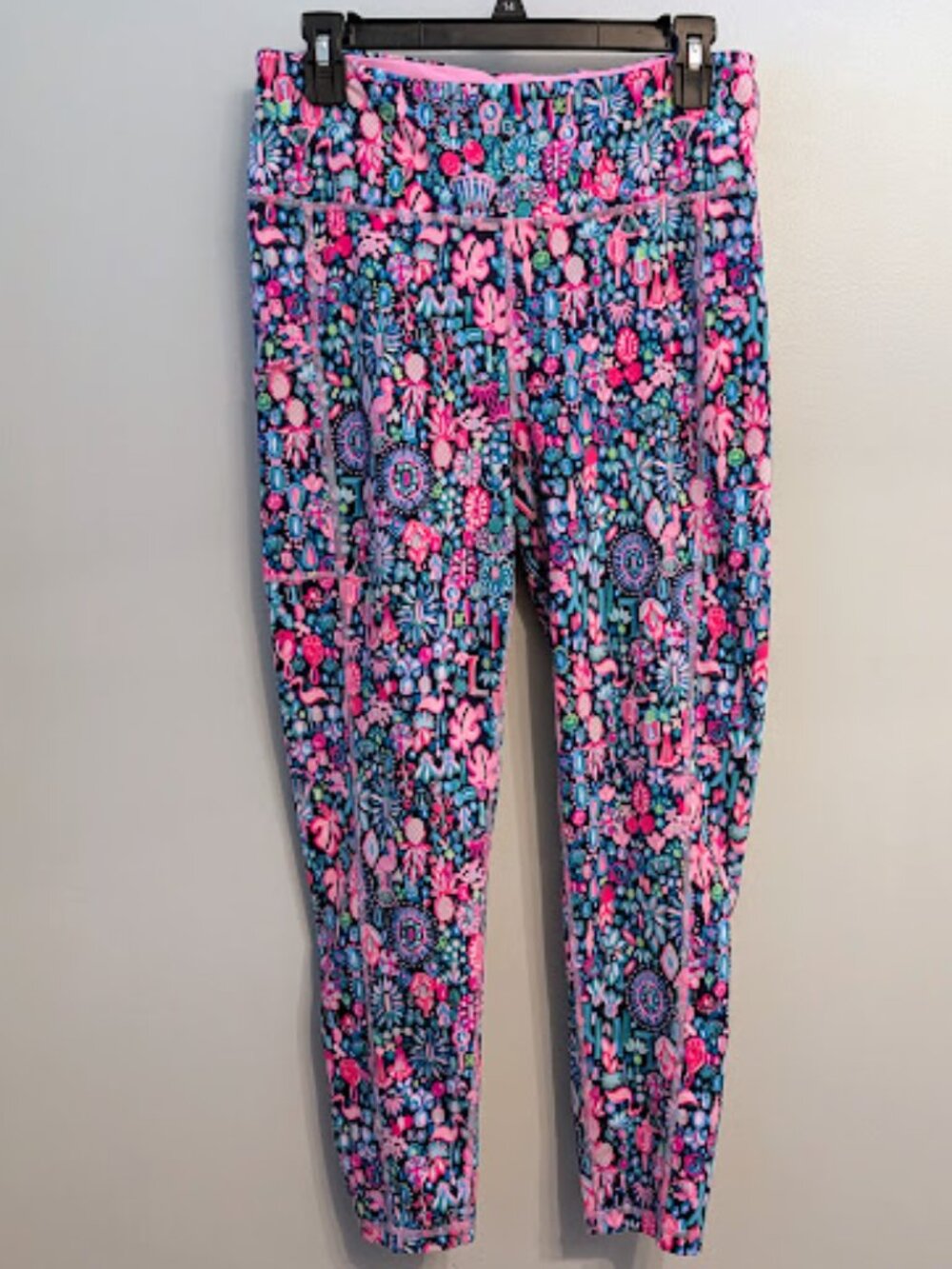 Lilly Pulitzer UPF 50+ High-Rise Luxletic Leggings in the vibrant "Low Tide Navy